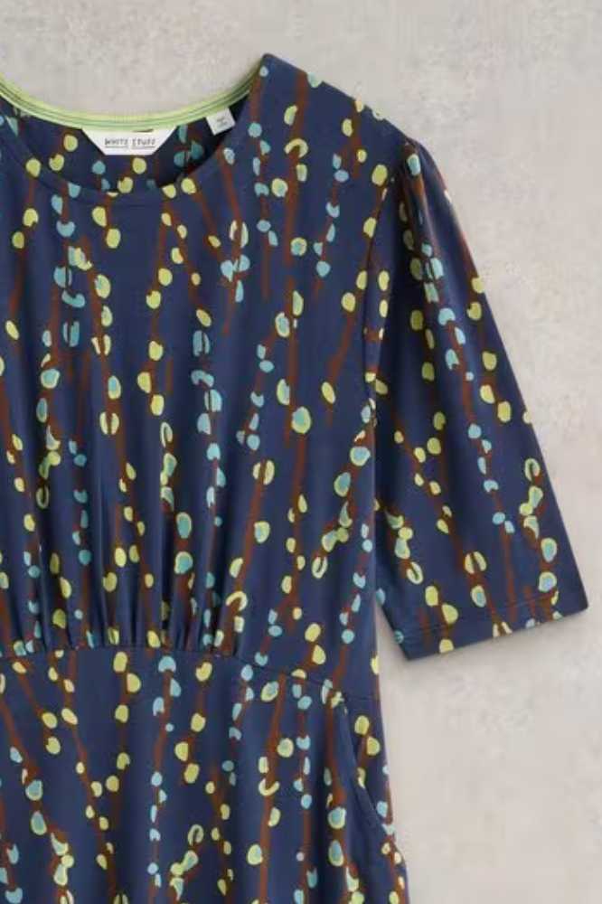 White Stuff Olivia Jersey Dress Navy Print - La Vie en Rose Damesmode (1)