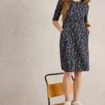 White Stuff Olivia Jersey Dress Navy Print - La Vie en Rose Damesmode (1)