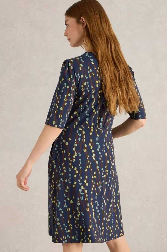 White Stuff Olivia Jersey Dress Navy Print - La Vie en Rose Damesmode (1)