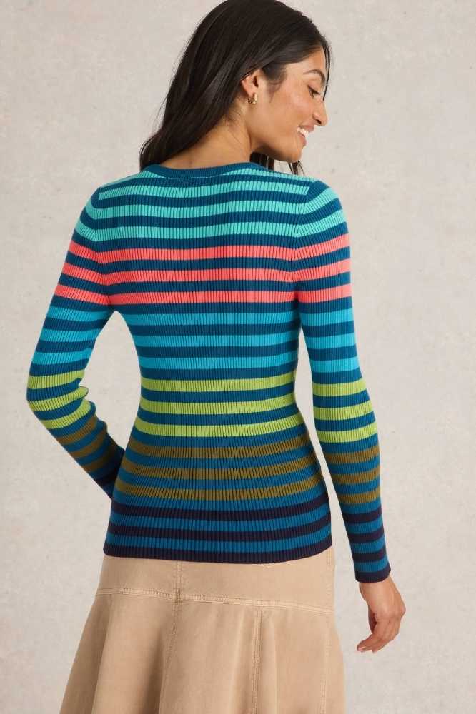 White Stuff Rib Stripe Jumper Blue Multi - La Vie en Rose Damesmode
