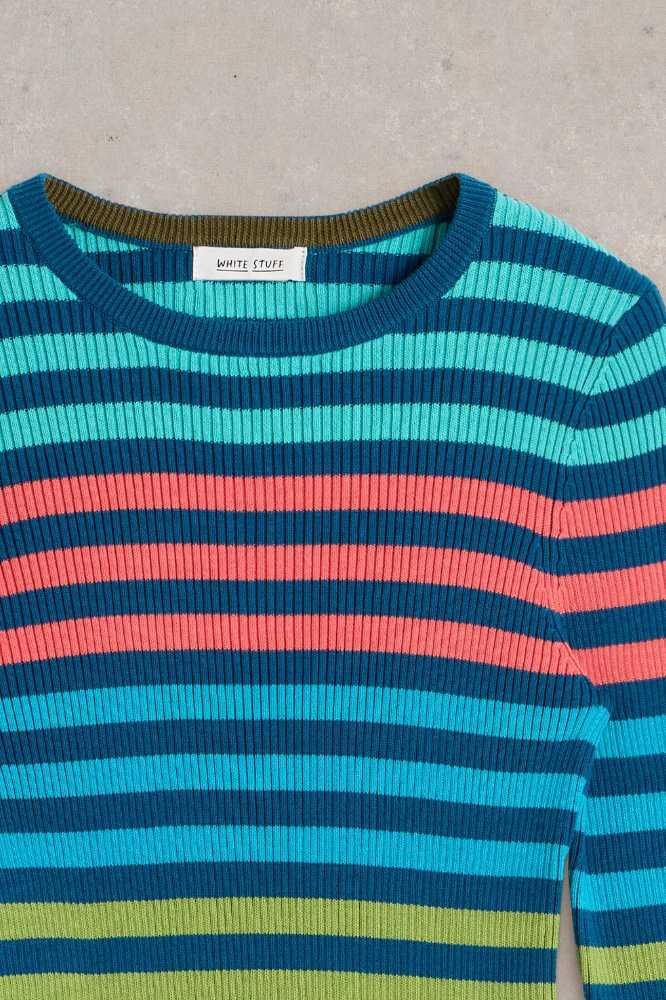 White Stuff Rib Stripe Jumper Blue Multi - La Vie en Rose Damesmode