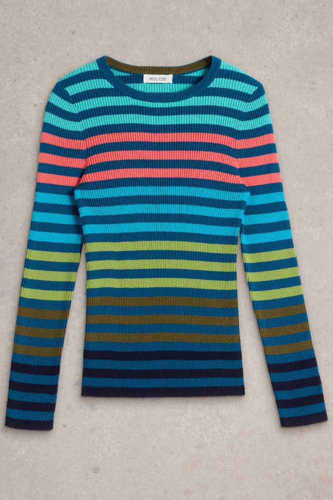 White Stuff Rib Stripe Jumper Blue Multi - La Vie en Rose Damesmode