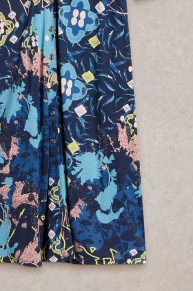 White Stuff Rua Jersey Shirt Dress Blue Print - La Vie en Rose Damesmode