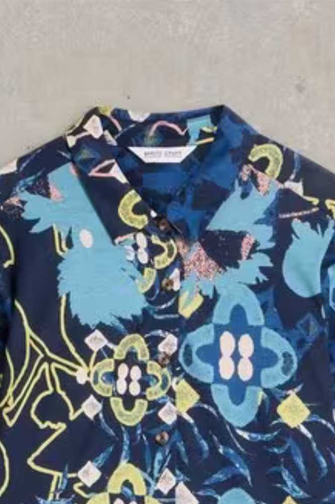 White Stuff Rua Jersey Shirt Dress Blue Print - La Vie en Rose Damesmode