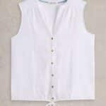 White Stuff Tulip Jersey Sleeveless Shirt Brilliant White - La Vie en Rose Damesmode