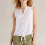 White Stuff Tulip Jersey Sleeveless Shirt Brilliant White - La Vie en Rose Damesmode