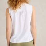 White Stuff Tulip Jersey Sleeveless Shirt Brilliant White - La Vie en Rose Damesmode