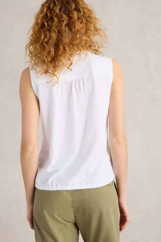 White Stuff Tulip Jersey Sleeveless Shirt Brilliant White - La Vie en Rose Damesmode