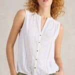 White Stuff Tulip Jersey Sleeveless Shirt Brilliant White - La Vie en Rose Damesmode