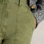 White Stuff Twister Chino Trouser Khaki Green - La Vie en Rose Damesmode