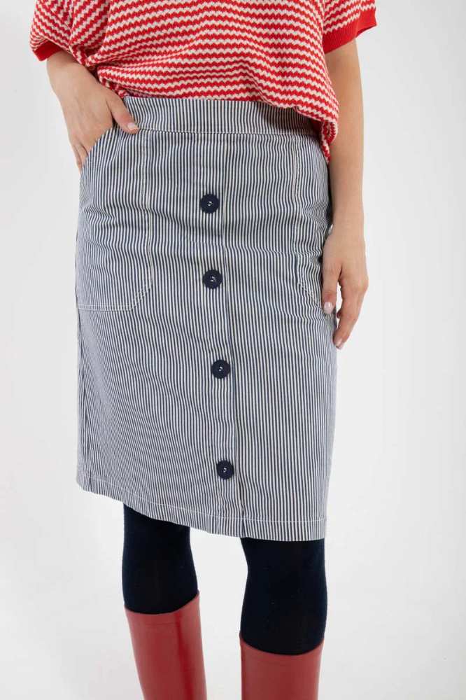 Danefae Danekage Stretch Canvas Skirt Dark Navy Chalk - La Vie en Rose Damesmode