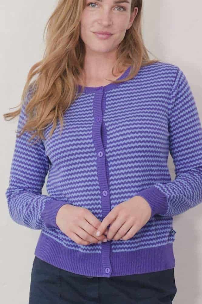 Danesaga Pearl Knit Cardigan Cold Purple Waterblue