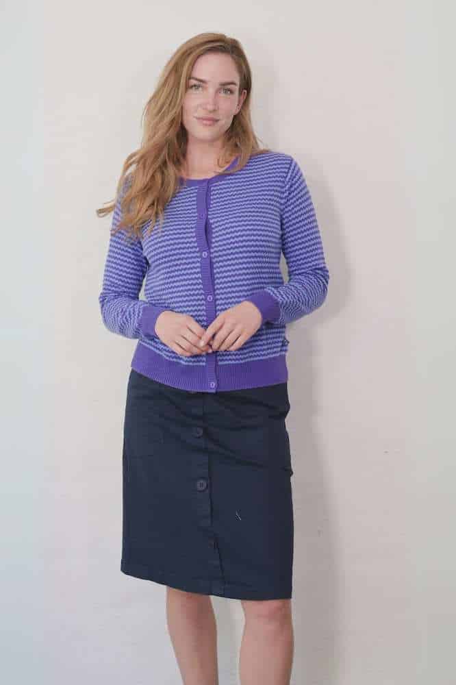 Danesaga Pearl Knit Cardigan Cold Purple Waterblue
