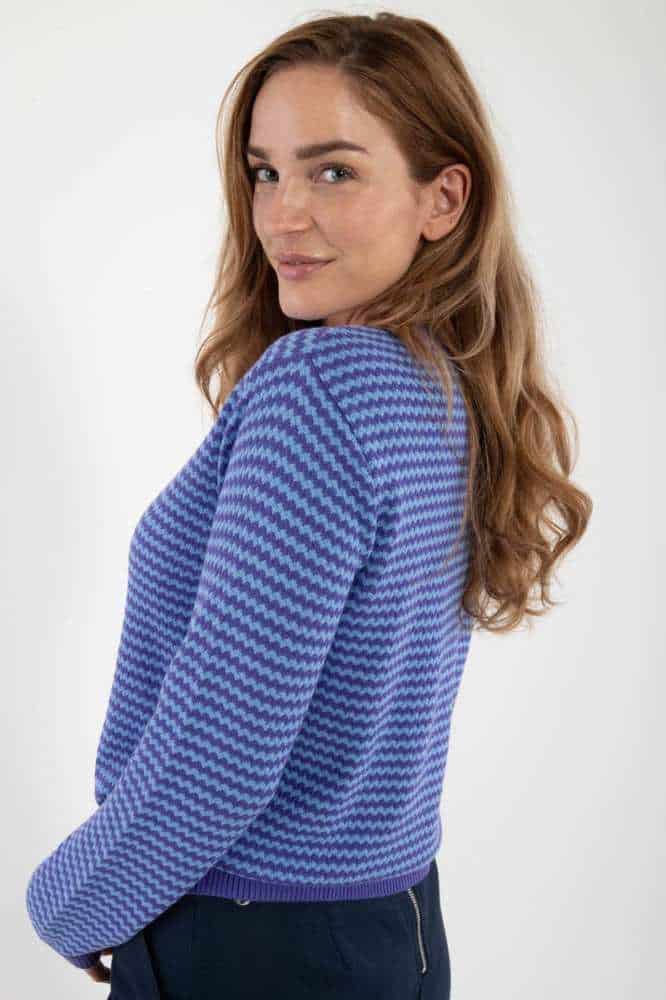 Danesaga Pearl Knit Cardigan Cold Purple Waterblue