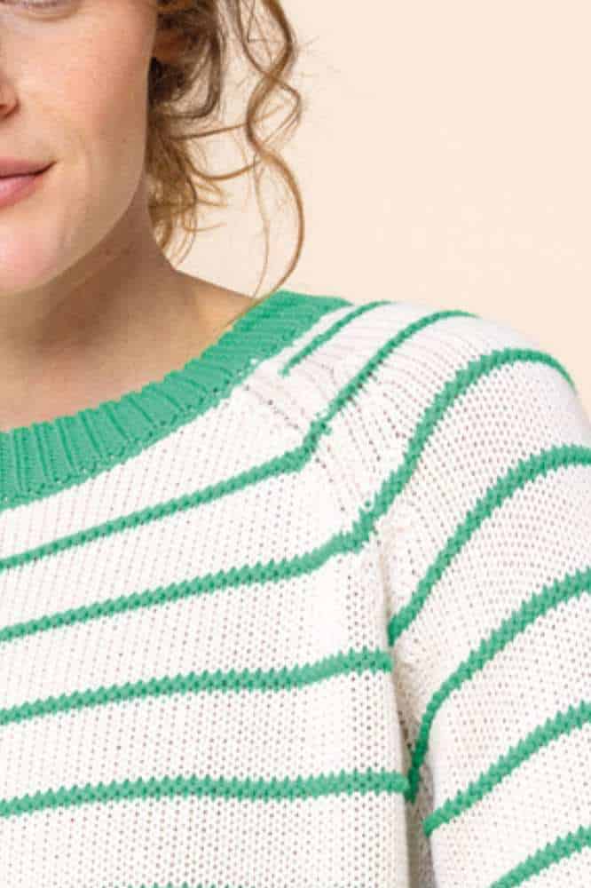 Zilch Sweater Buttons Stripe Bright Green - La Vie en Rose Damesmode