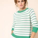 Zilch Sweater Buttons Stripe Bright Green - La Vie en Rose Damesmode