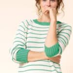 Zilch Sweater Buttons Stripe Bright Green - La Vie en Rose Damesmode