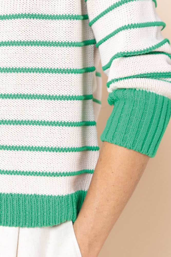 Zilch Sweater Buttons Stripe Bright Green - La Vie en Rose Damesmode