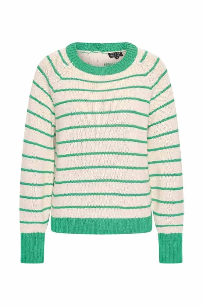 Zilch Sweater Buttons Stripe Bright Green - La Vie en Rose Damesmode