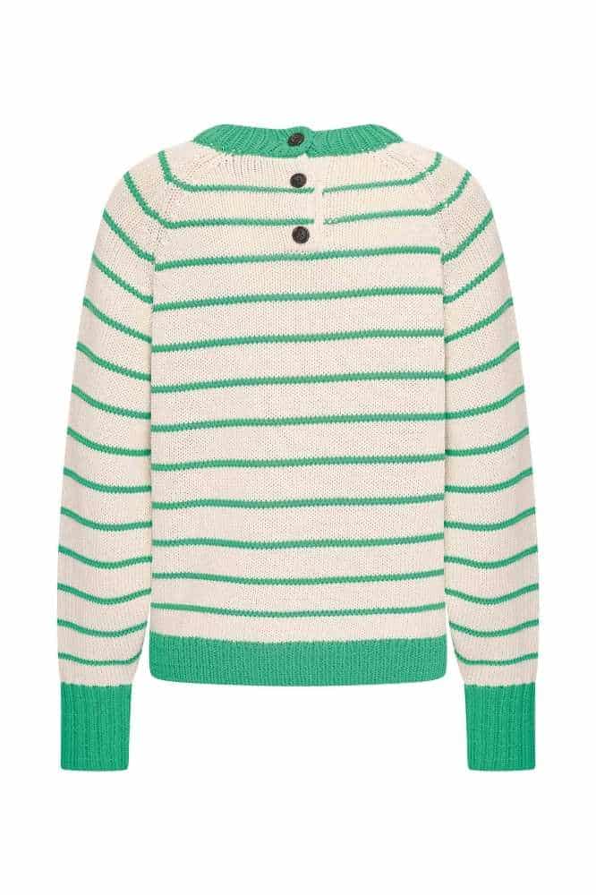 Zilch Sweater Buttons Stripe Bright Green - La Vie en Rose Damesmode