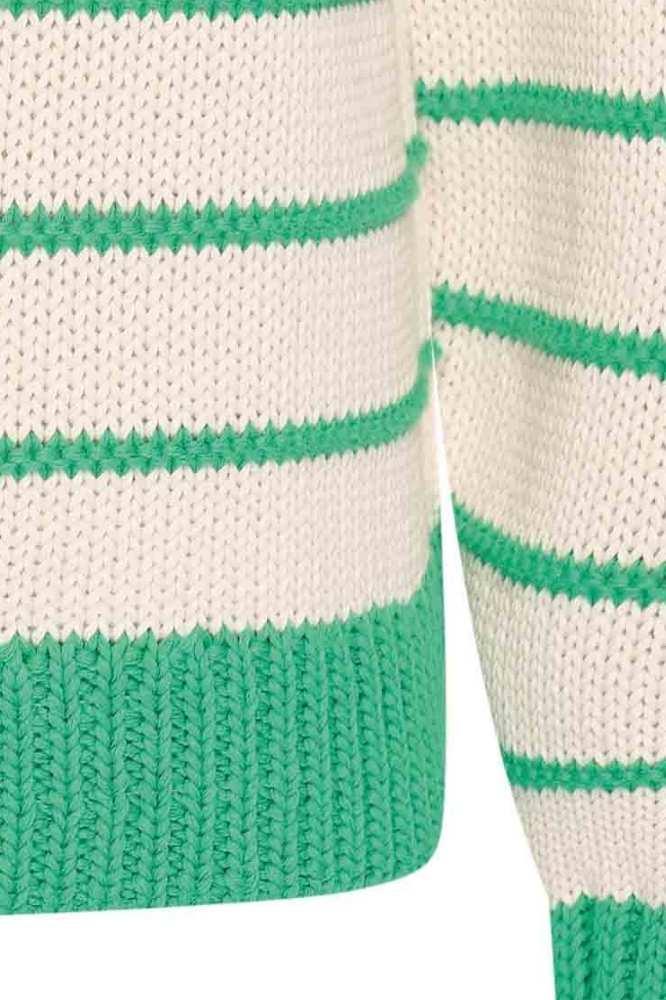 Zilch Sweater Buttons Stripe Bright Green - La Vie en Rose Damesmode