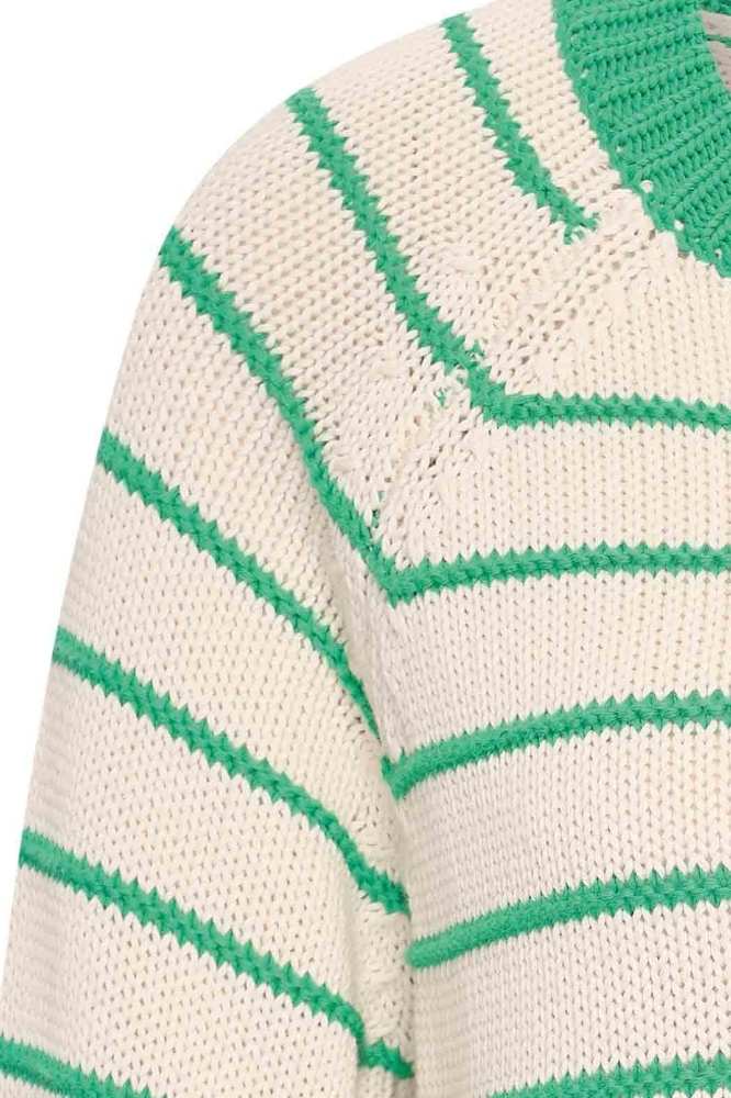 Zilch Sweater Buttons Stripe Bright Green - La Vie en Rose Damesmode