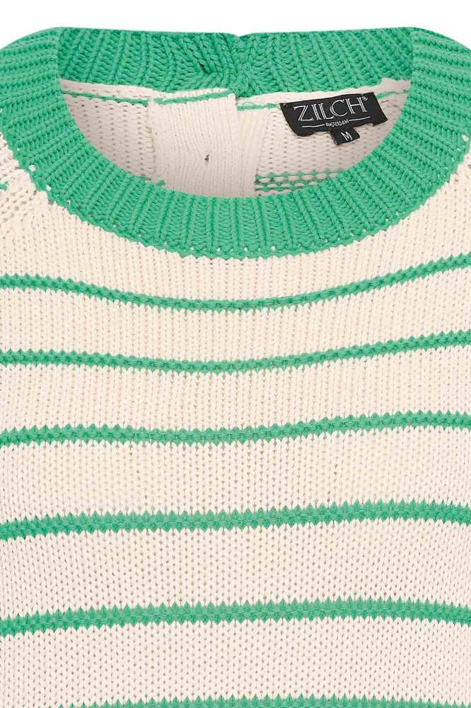 Zilch Sweater Buttons Stripe Bright Green - La Vie en Rose Damesmode