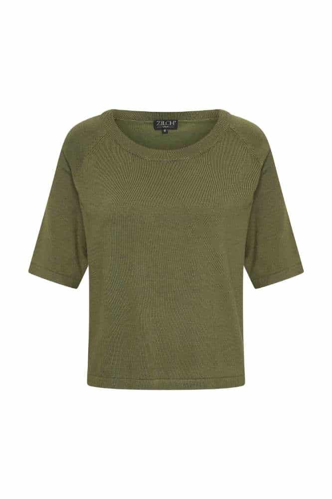 Zilch Top Round Neck Army - La Vie en Rose Damesmode