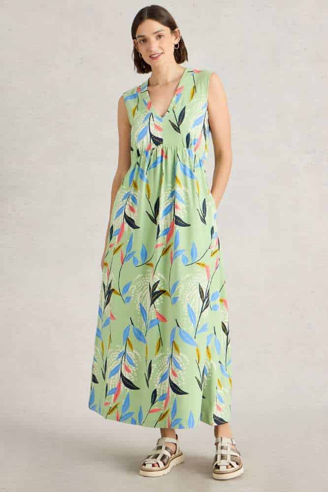 White Stuff Archer Jersey Maxi Dress Green Multi (1)