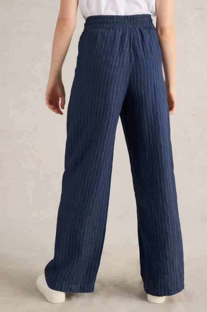 White Stuff Belle Linen Blend Wide Trouser Navy Multi - La Vie en Rose Damesmode