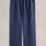 White Stuff Belle Linen Blend Wide Trouser Navy Multi - La Vie en Rose Damesmode