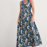Seasalt Cornwall Polmanter Dress Linear Leaves Maritime - La Vie en Rose Damesmode