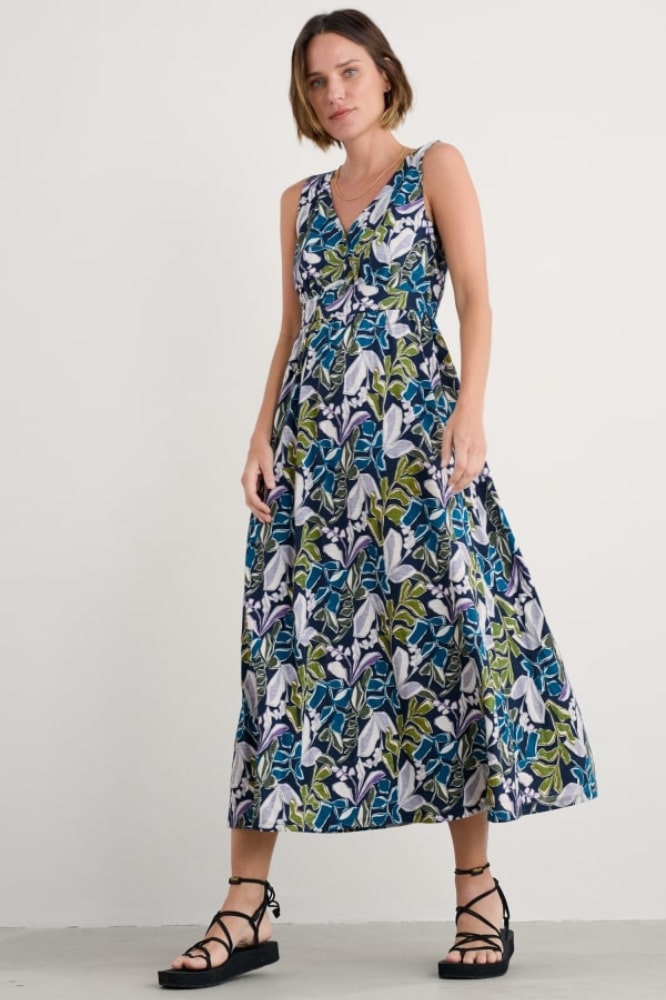Seasalt Cornwall Polmanter Dress Linear Leaves Maritime - La Vie en Rose Damesmode