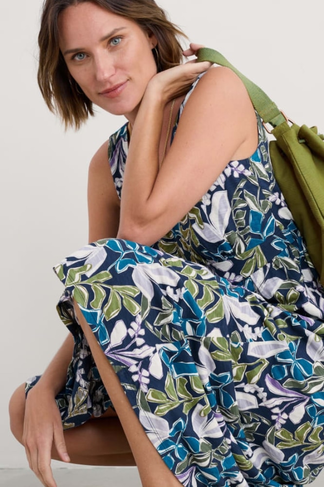 Seasalt Cornwall Polmanter Dress Linear Leaves Maritime - La Vie en Rose Damesmode