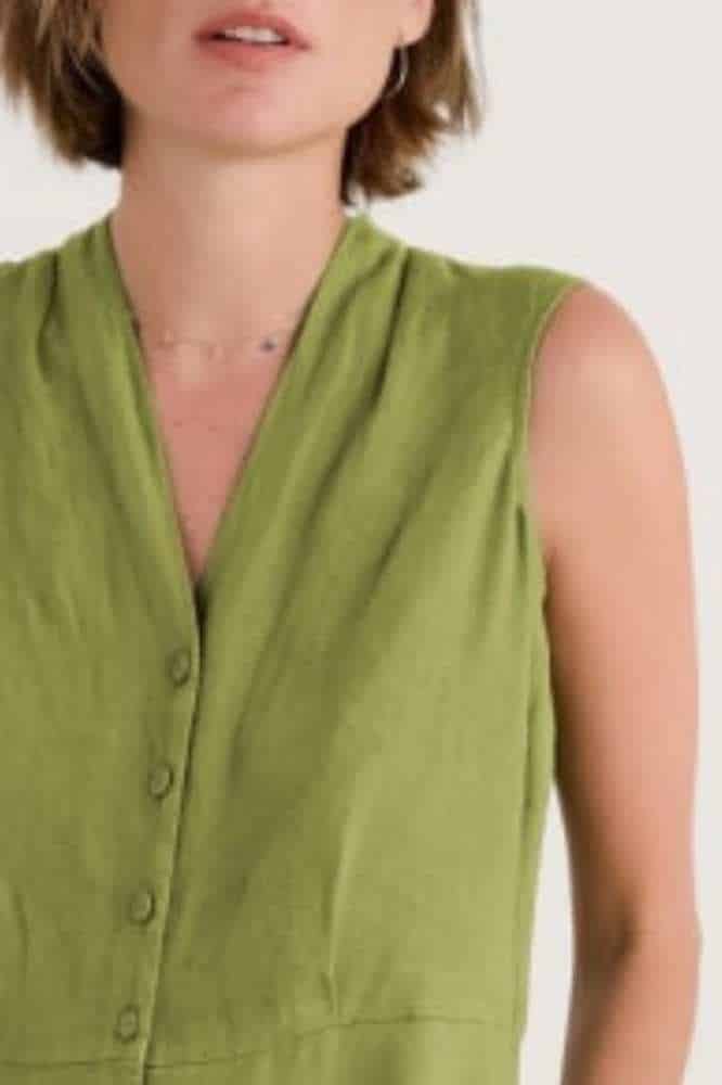 Seasalt Cornwall Sleeveless Carved Wood Dress Dark Citron - La Vie en Rose Damesmode