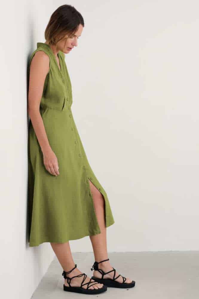 Seasalt Cornwall Sleeveless Carved Wood Dress Dark Citron - La Vie en Rose Damesmode