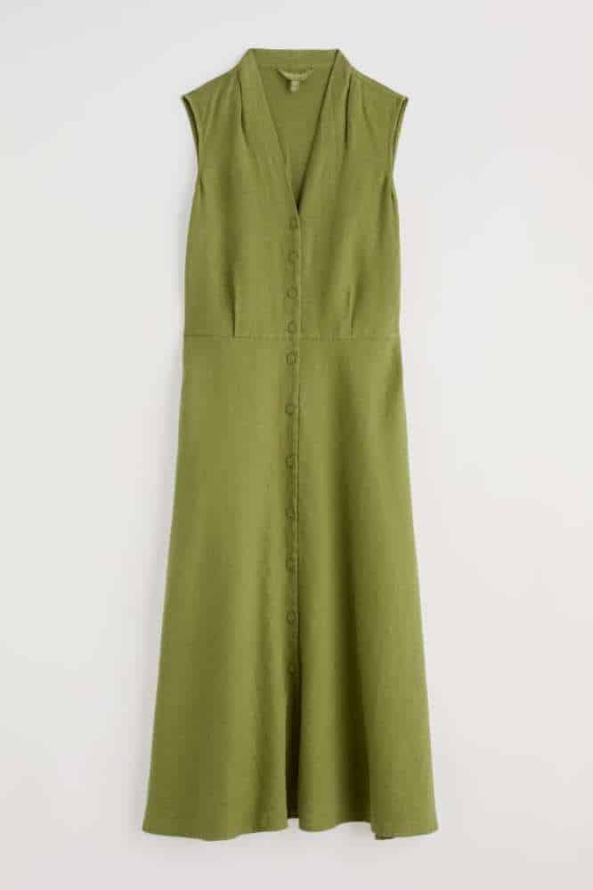 Seasalt Cornwall Sleeveless Carved Wood Dress Dark Citron - La Vie en Rose Damesmode