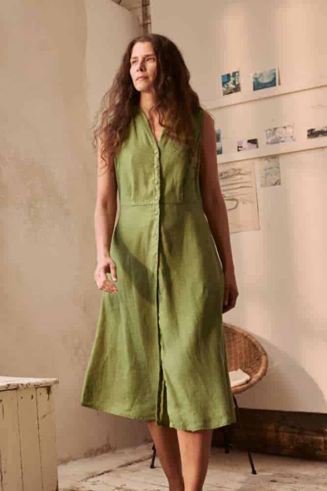 Seasalt Cornwall Sleeveless Carved Wood Dress Dark Citron - La Vie en Rose Damesmode