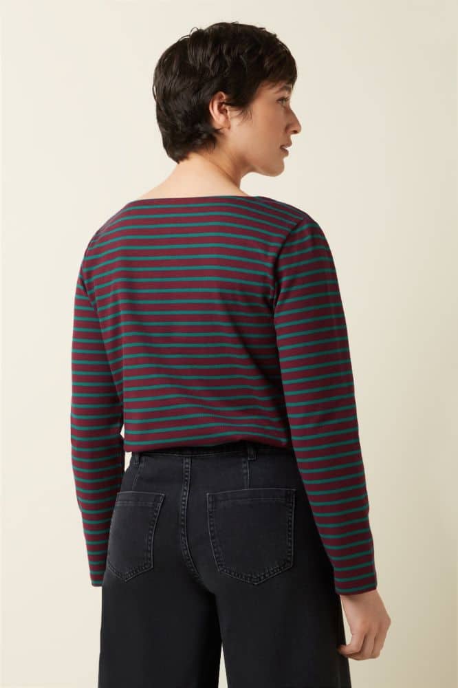 King Louie Boatneck Yoke Top Britney Stripe Porto Red - La Vie en Rose Damesmode