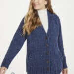 Aran Woollen Mills Ladies Donegal Cardigan Side Pockets Denim - La Vie en Rose Damesmode