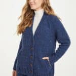 Aran Woollen Mills Ladies Donegal Cardigan Side Pockets Denim - La Vie en Rose Damesmode