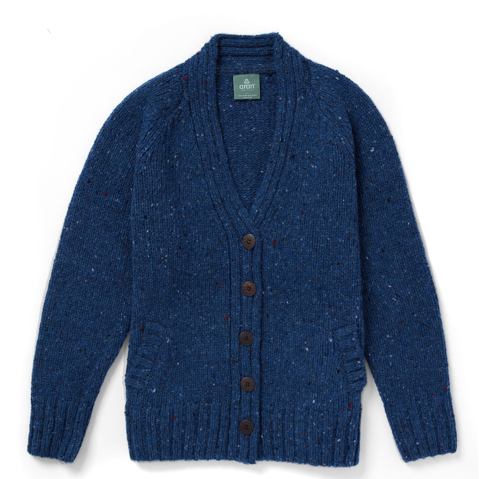 Aran Woollen Mills Ladies Donegal Cardigan Side Pockets Denim - La Vie en Rose Damesmode