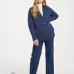 Aran Woollen Mills Ladies Donegal Cardigan Side Pockets Denim - La Vie en Rose Damesmode