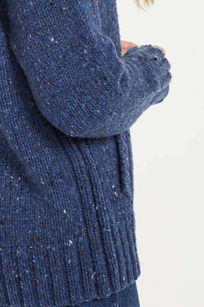 Aran Woollen Mills Ladies Donegal Cardigan Side Pockets Denim - La Vie en Rose Damesmode