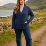 Aran Woollen Mills Ladies Donegal Cardigan Side Pockets Denim - La Vie en Rose Damesmode