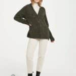 Aran Woollen Mills Ladies Donegal Cardigan Side Pockets Green - La Vie en Rose Damesmode