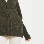 Aran Woollen Mills Ladies Donegal Cardigan Side Pockets Green - La Vie en Rose Damesmode