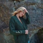 Aran Woollen Mills Ladies Donegal Cardigan Side Pockets Green - La Vie en Rose Damesmode