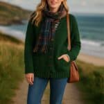 Aran Woollen Mills Ladies Donegal Cardigan Side Pockets Valley Green - La Vie en Rose Damesmode