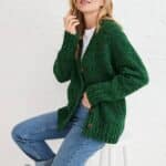 Aran Woollen Mills Ladies Donegal Cardigan Side Pockets Valley Green - La Vie en Rose Damesmode